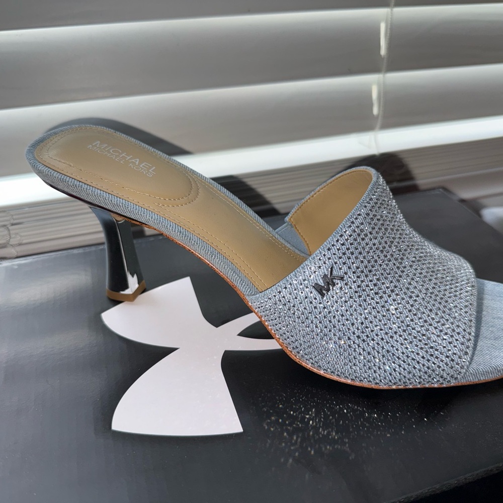 Michael Kors Blue Jean Heels with Rhinestones